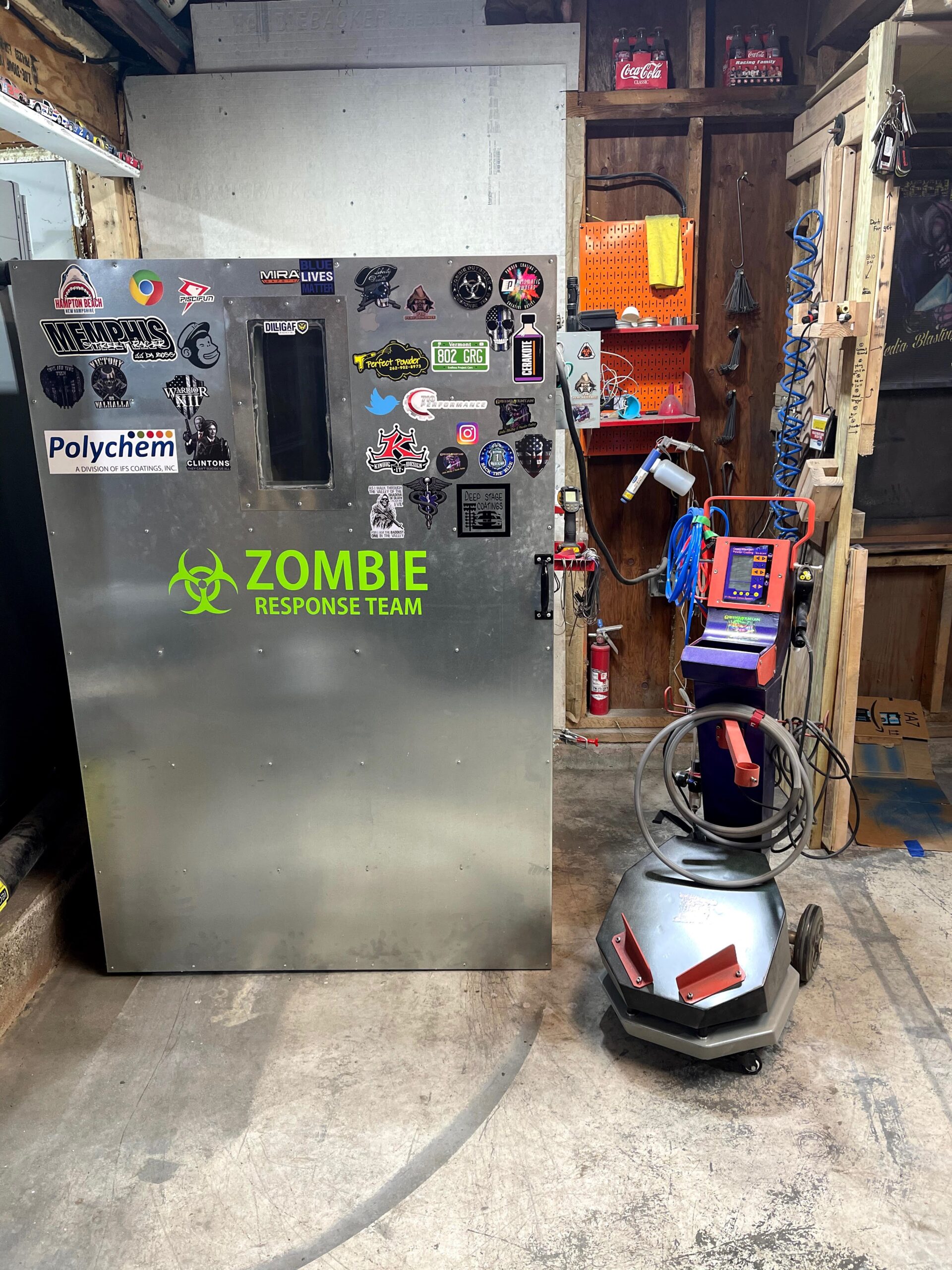 The Beast — 4x4x6 powder coating oven used by Green Mountain Mobile Sandblasting and Powder Coating LLC for high-quality finishes.