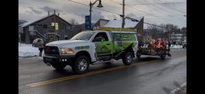  "GM Powder Coating truck pulling Santa's sleigh in the 2nd Annual Johnson Village Jubilee parade"