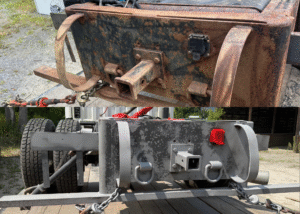"2011 Chevy 3500 frame sandblasted by Green Mountain Mobile Sandblasting and Powder Coating"