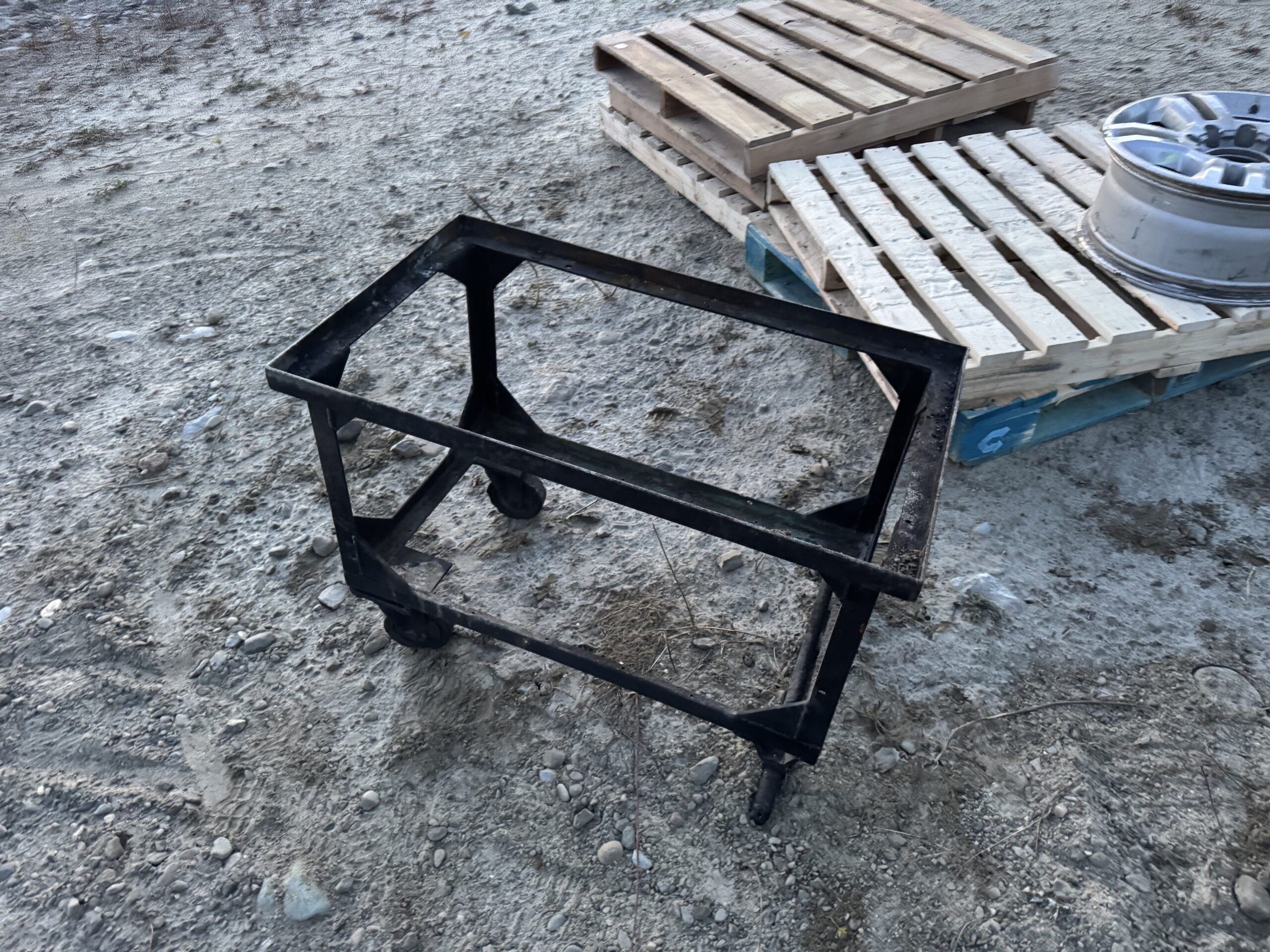 Restored 1940s Metal Workbench – Fire-Damaged Heirloom Refinished 1940s or 1950s fire-damaged metal workbench restored and painted by Green Mountain Mobile Sandblasting and Powder Coating