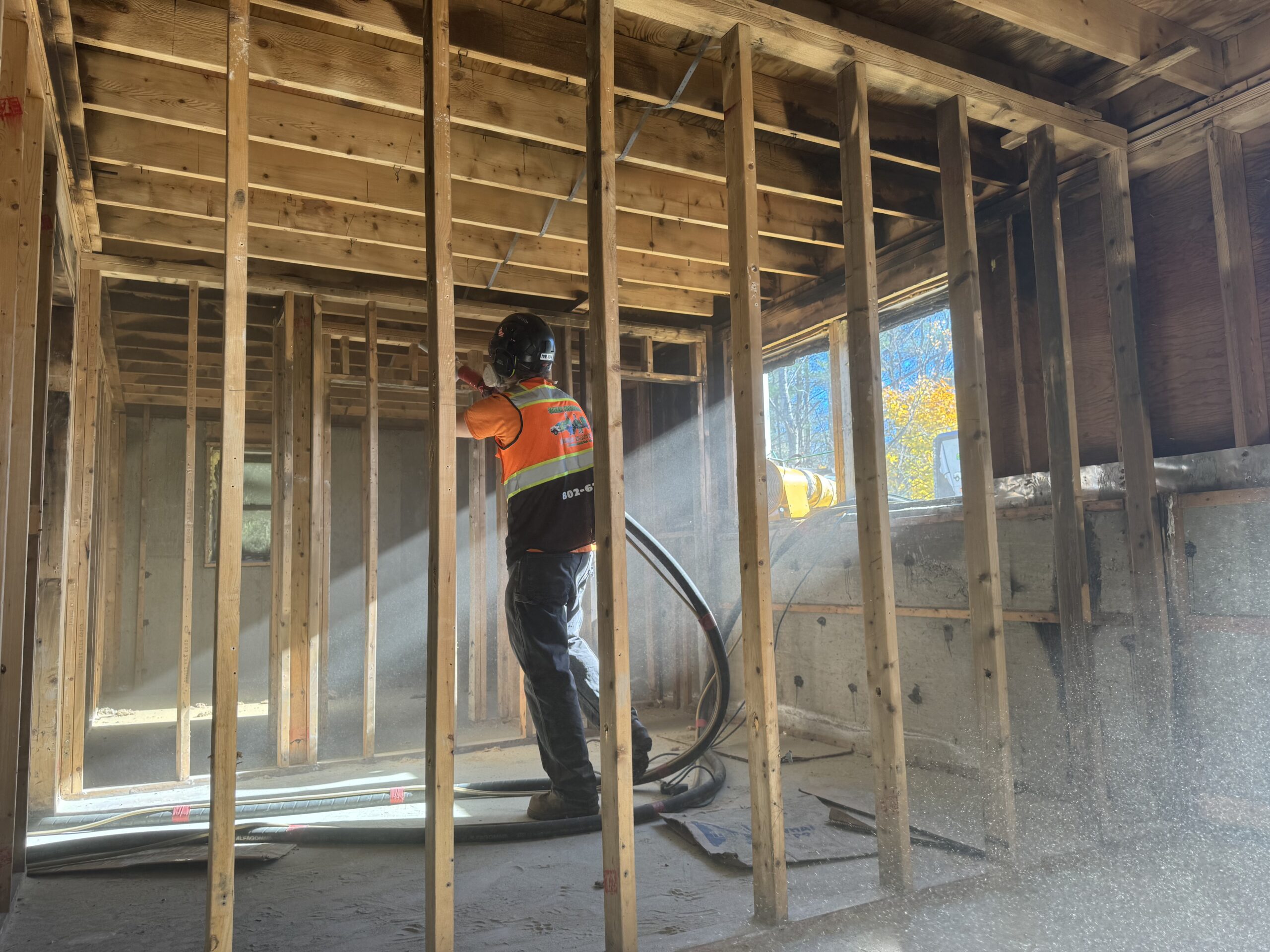 During- Morrisville Insurance Job – Ceiling, Header & Cell Sandblasting After Fire Damage Fire-damaged unit in Morrisville Vermont sandblasted by Green Mountain Mobile Sandblasting and Powder Coating for insurance restoration