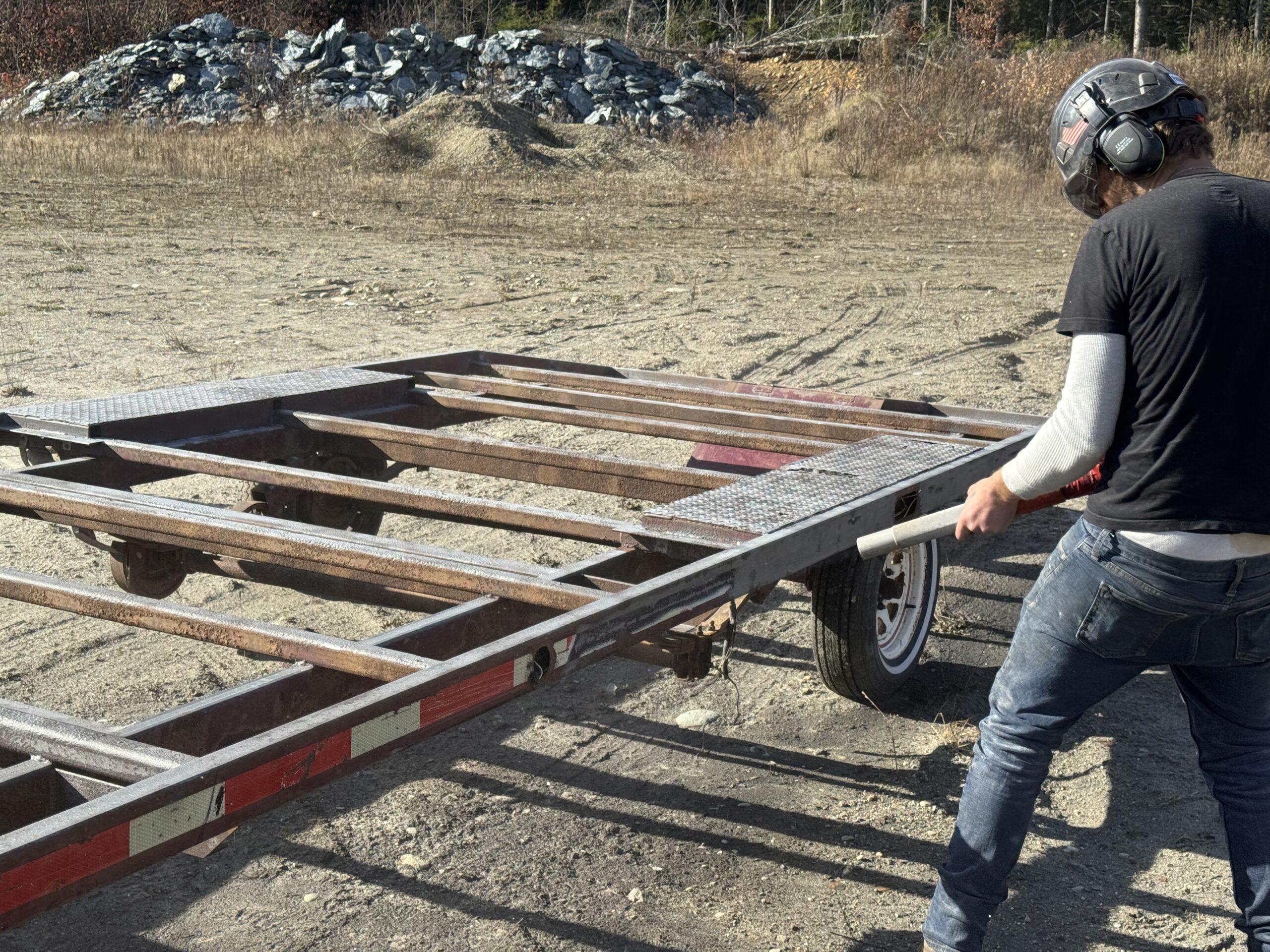 : Dual Frame Sandblasting and XIONLABS Rust Encapsulation Two truck frames sandblasted side by side and coated with XIONLABS 2-in-1 rust converter and encapsulator by Green Mountain Mobile Sandblasting and Powder Coating