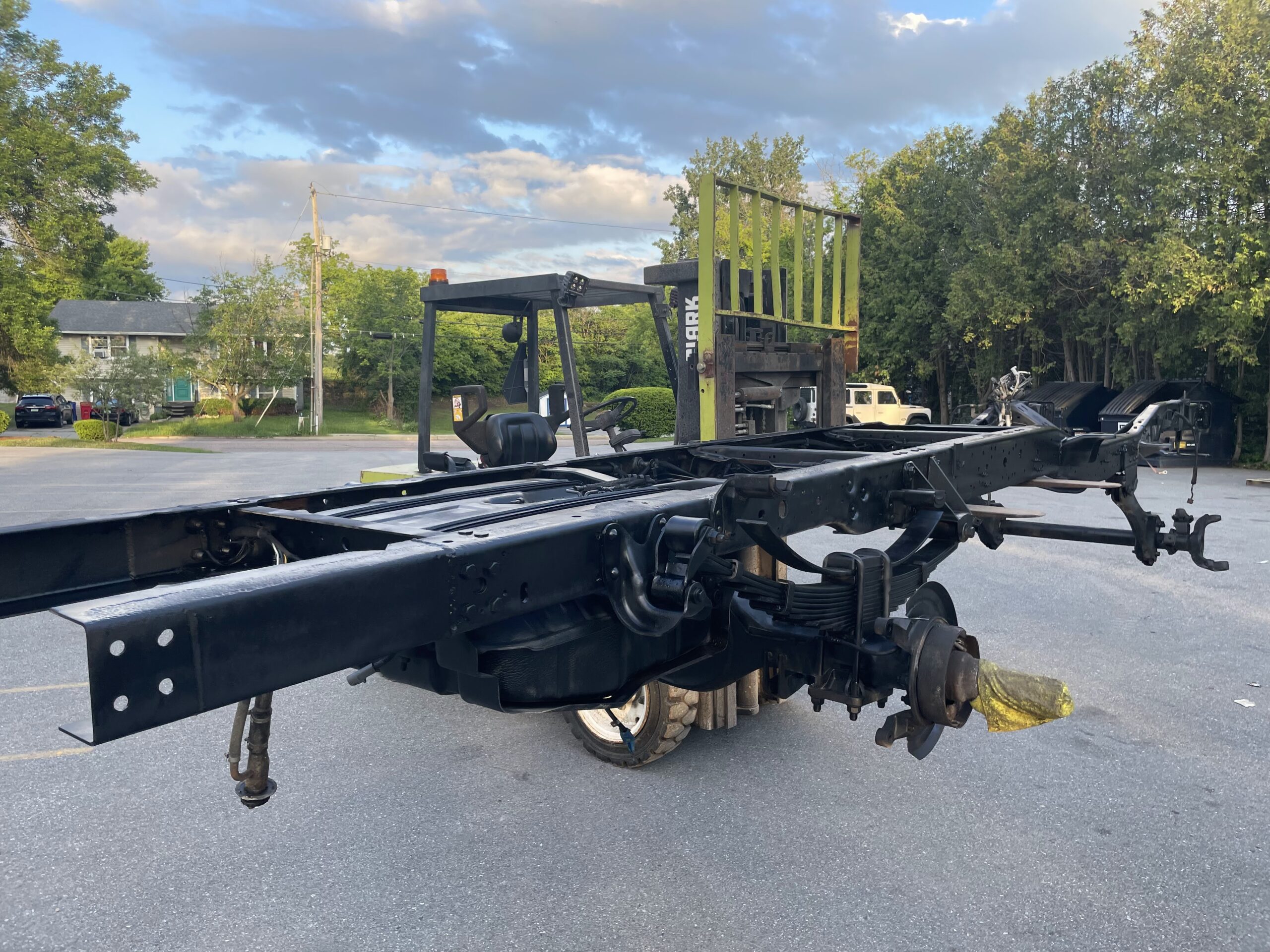 Wet Sandblasting with Customer Paint – Truck Frame & Flatbed Project Truck frame and flatbed wet sandblasted and painted with black paint supplied by customer by Green Mountain Mobile Sandblasting and Powder Coating