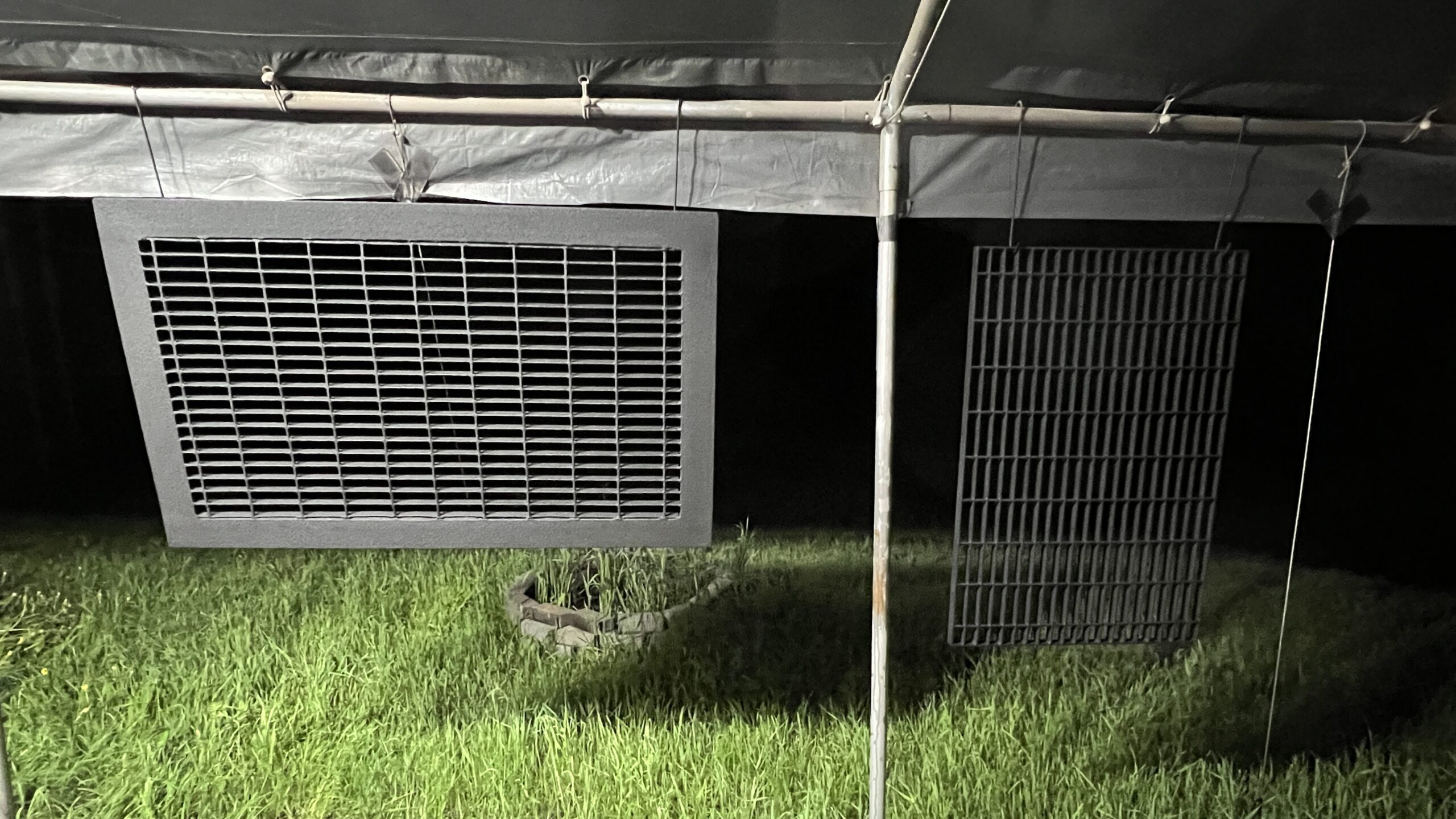 Raptor Bedliner – Jeep Grille & Storm Grate Coatings Jeep grille and storm grates coated with Raptor bedliner by Green Mountain Mobile Sandblasting and Powder Coating