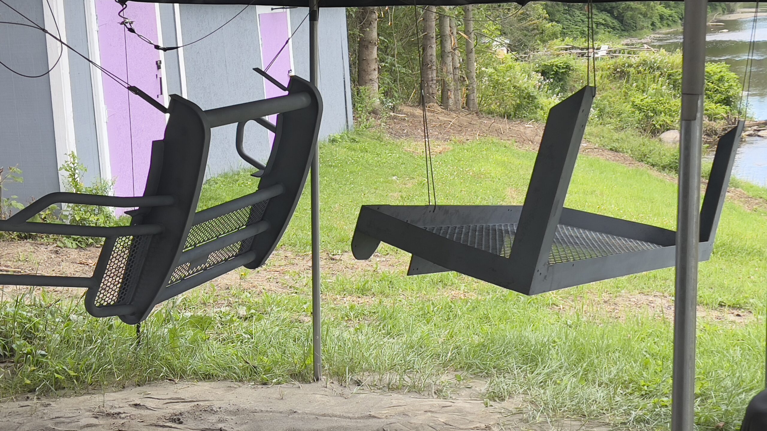 Pickup Truck Brush Guard & Headache Rack – Sandblasted and Bed-Lined Front brush guard and rear headache rack sandblasted and coated with bed liner by Green Mountain Mobile Sandblasting and Powder Coating