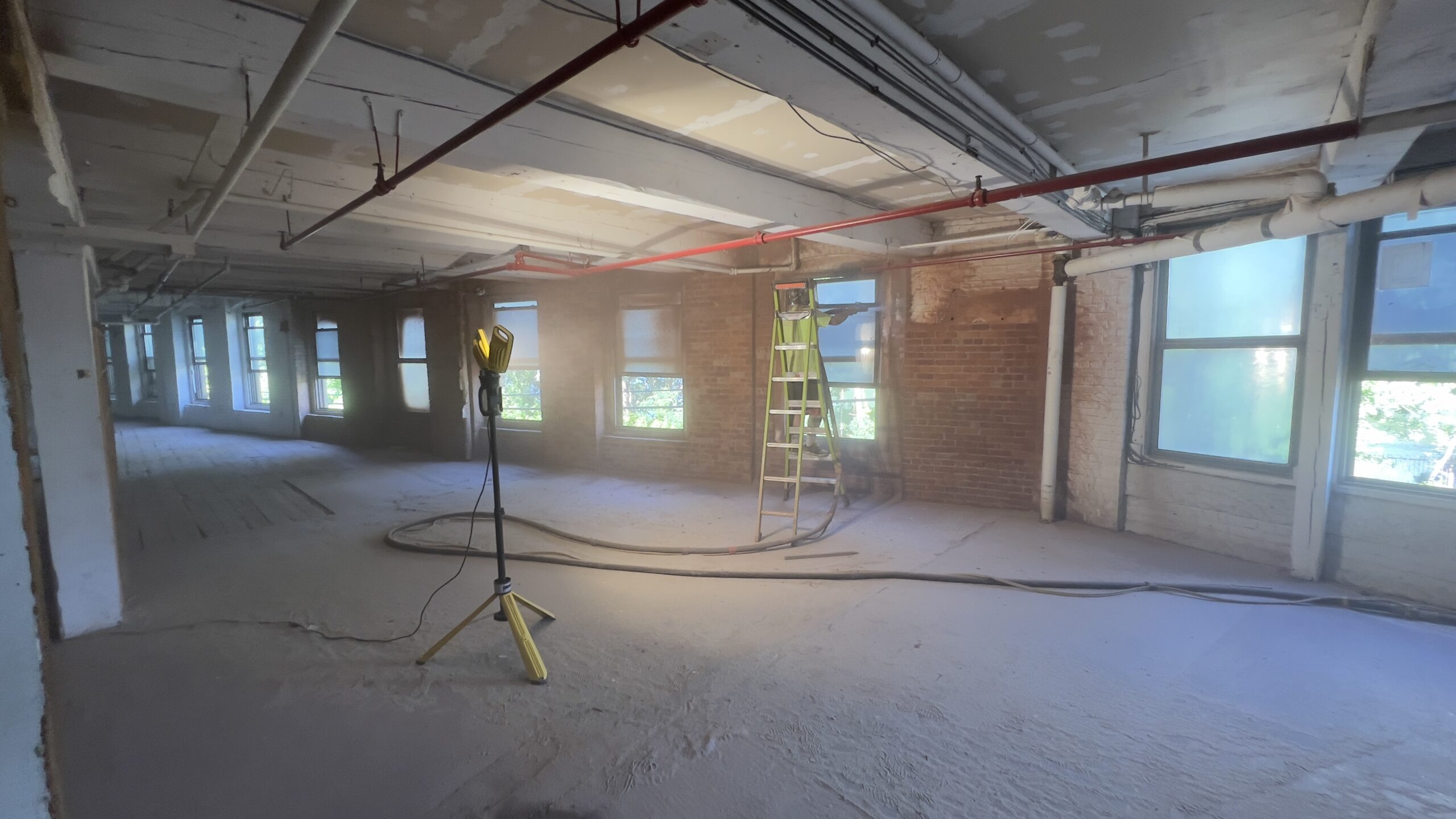 Historic Brick Restoration – Brattleboro VT Newspaper Factory Brick walls at old newspaper factory in Brattleboro Vermont sandblasted by Green Mountain Mobile Sandblasting and Powder Coating