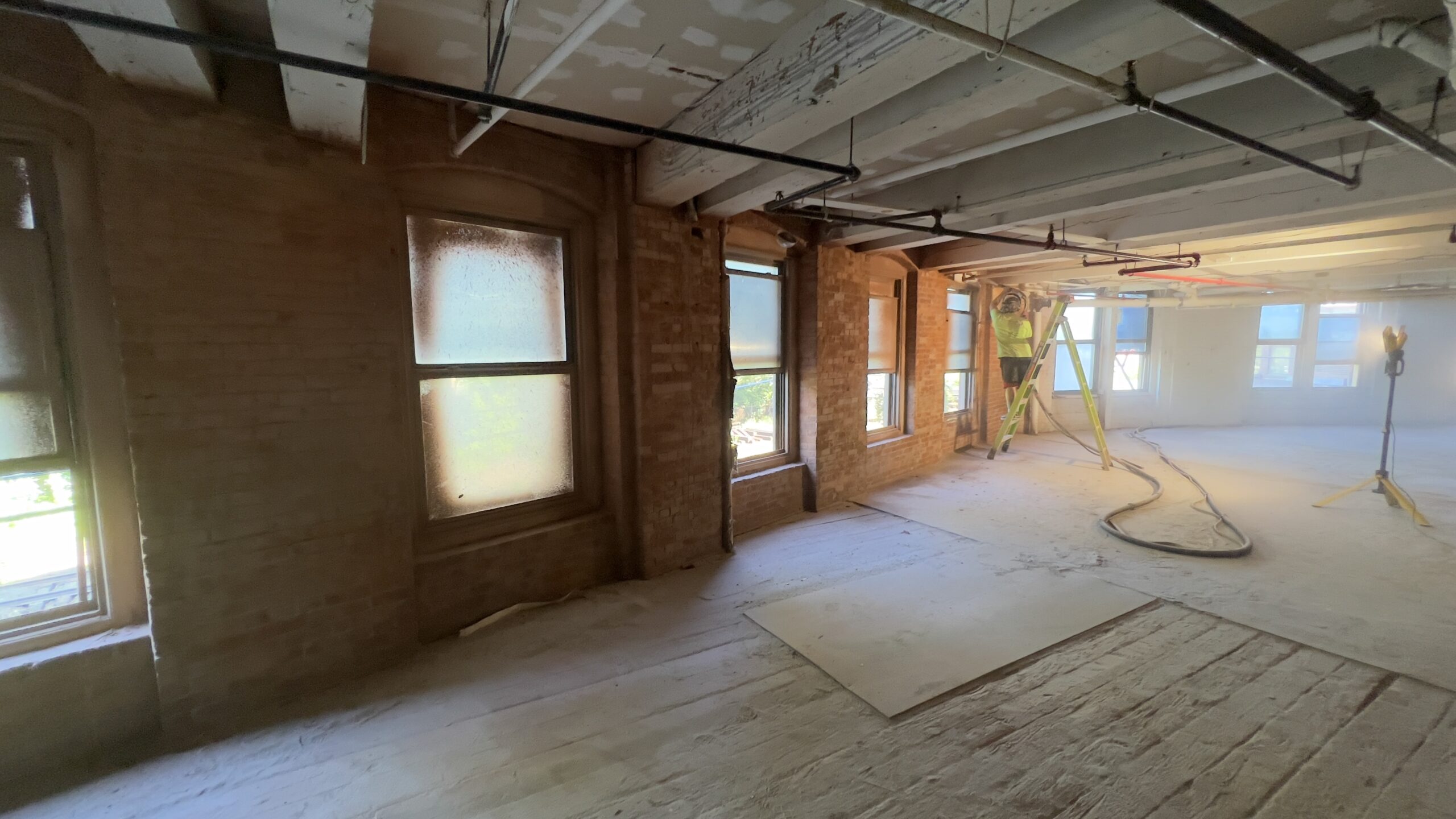 Historic Brick Restoration – Brattleboro VT Newspaper Factory Brick walls at old newspaper factory in Brattleboro Vermont sandblasted by Green Mountain Mobile Sandblasting and Powder Coating