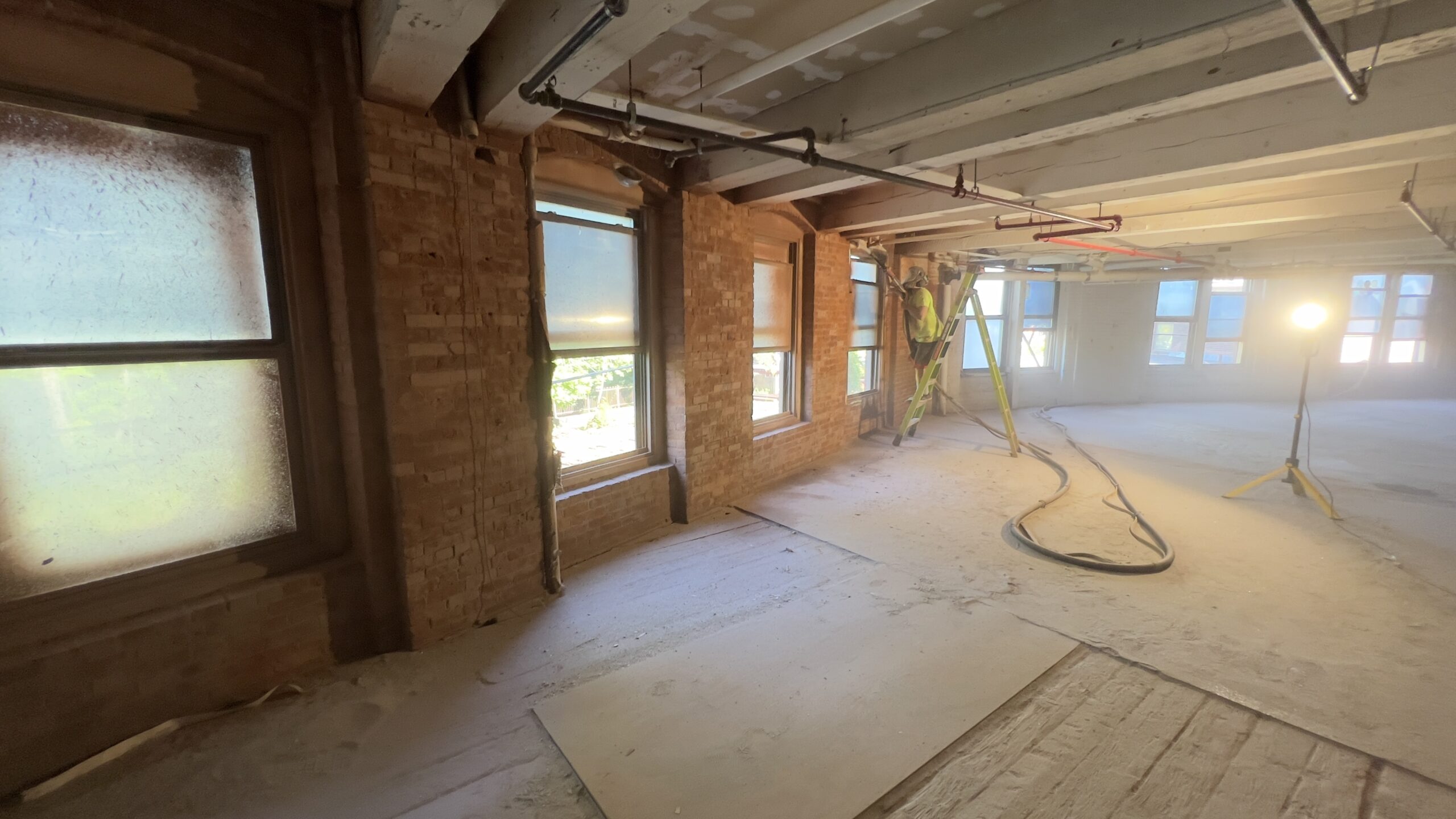 Historic Brick Restoration – Brattleboro VT Newspaper Factory Brick walls at old newspaper factory in Brattleboro Vermont sandblasted by Green Mountain Mobile Sandblasting and Powder Coating