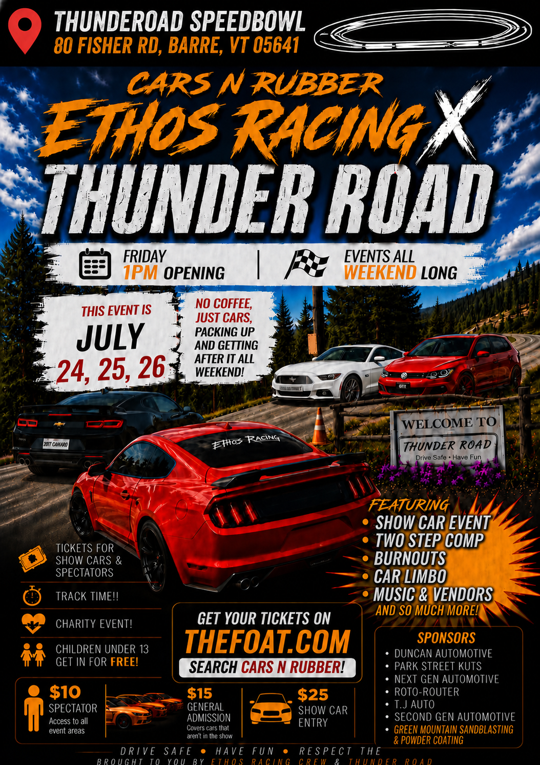 Cars N Rubber automotive event at Thunder Road Speedway in Barre Vermont