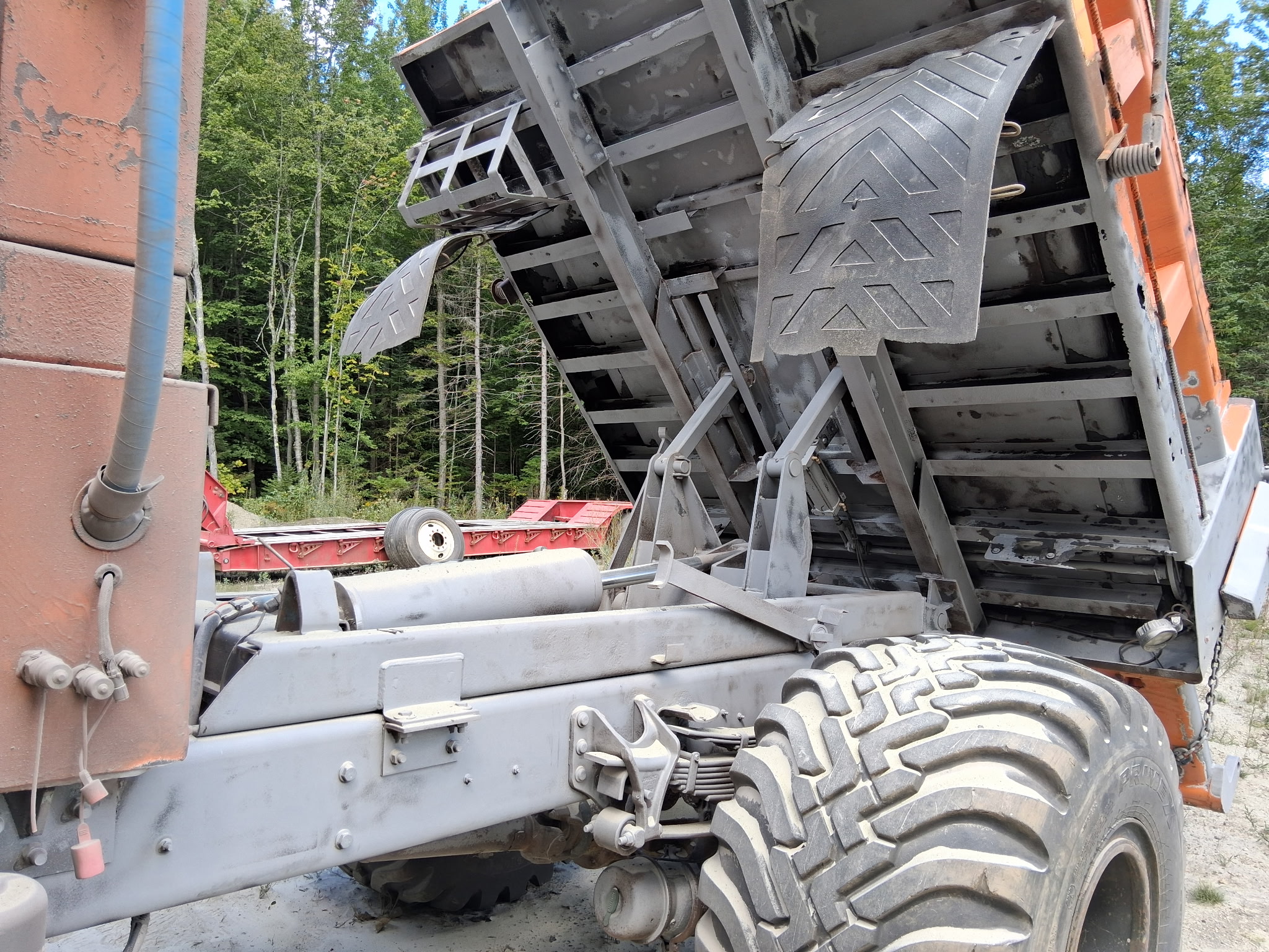 Old State Dump Truck Restoration – Complete Sandblasting & Rust Treatment Before during and after restoration of an old state dump truck with the dump bed frame and front plow attachments sandblasted and treated with XIONLABS