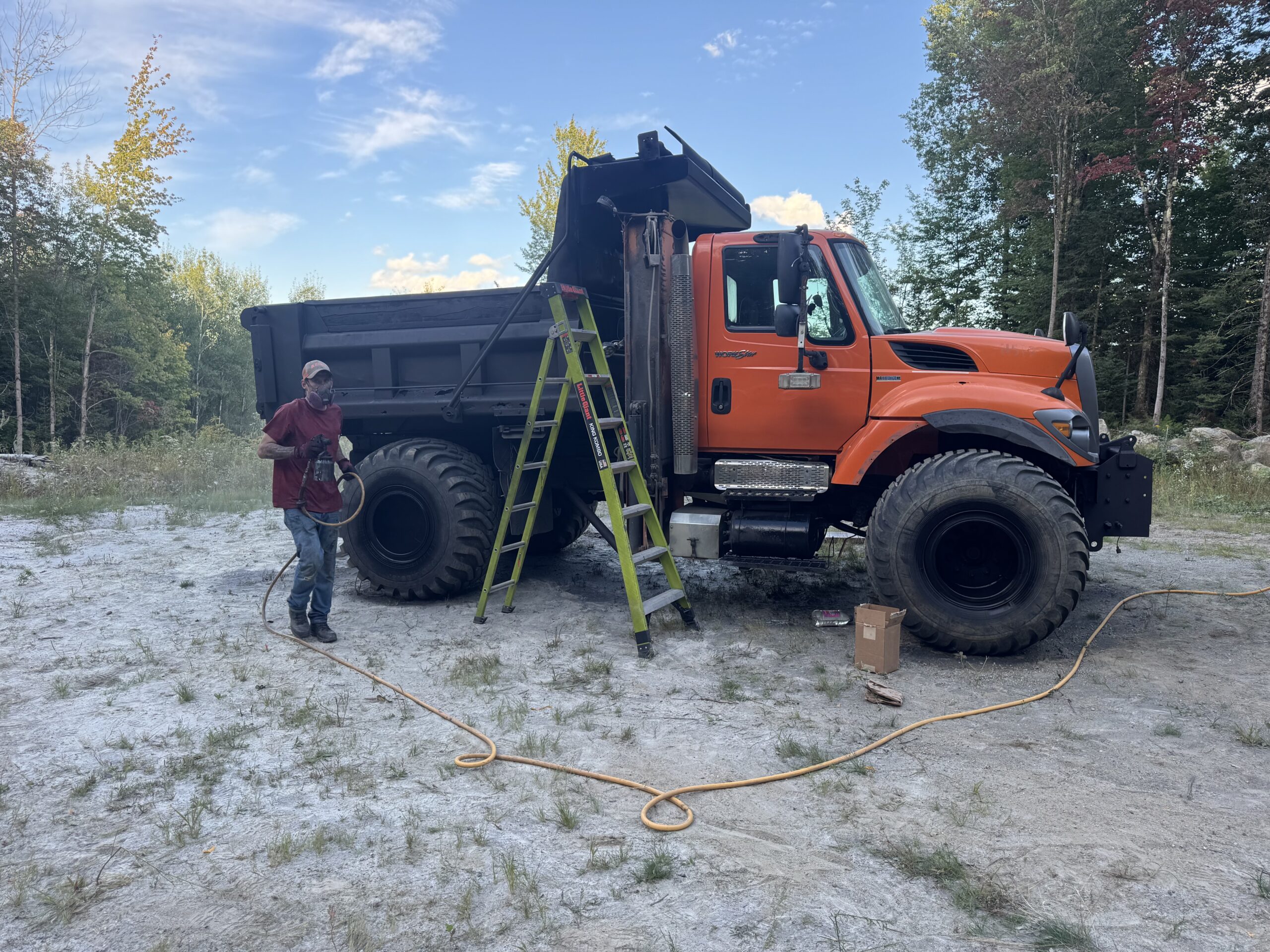 Old State Dump Truck Restoration – Complete Sandblasting & Rust Treatment Before during and after restoration of an old state dump truck with the dump bed frame and front plow attachments sandblasted and treated with XIONLABS