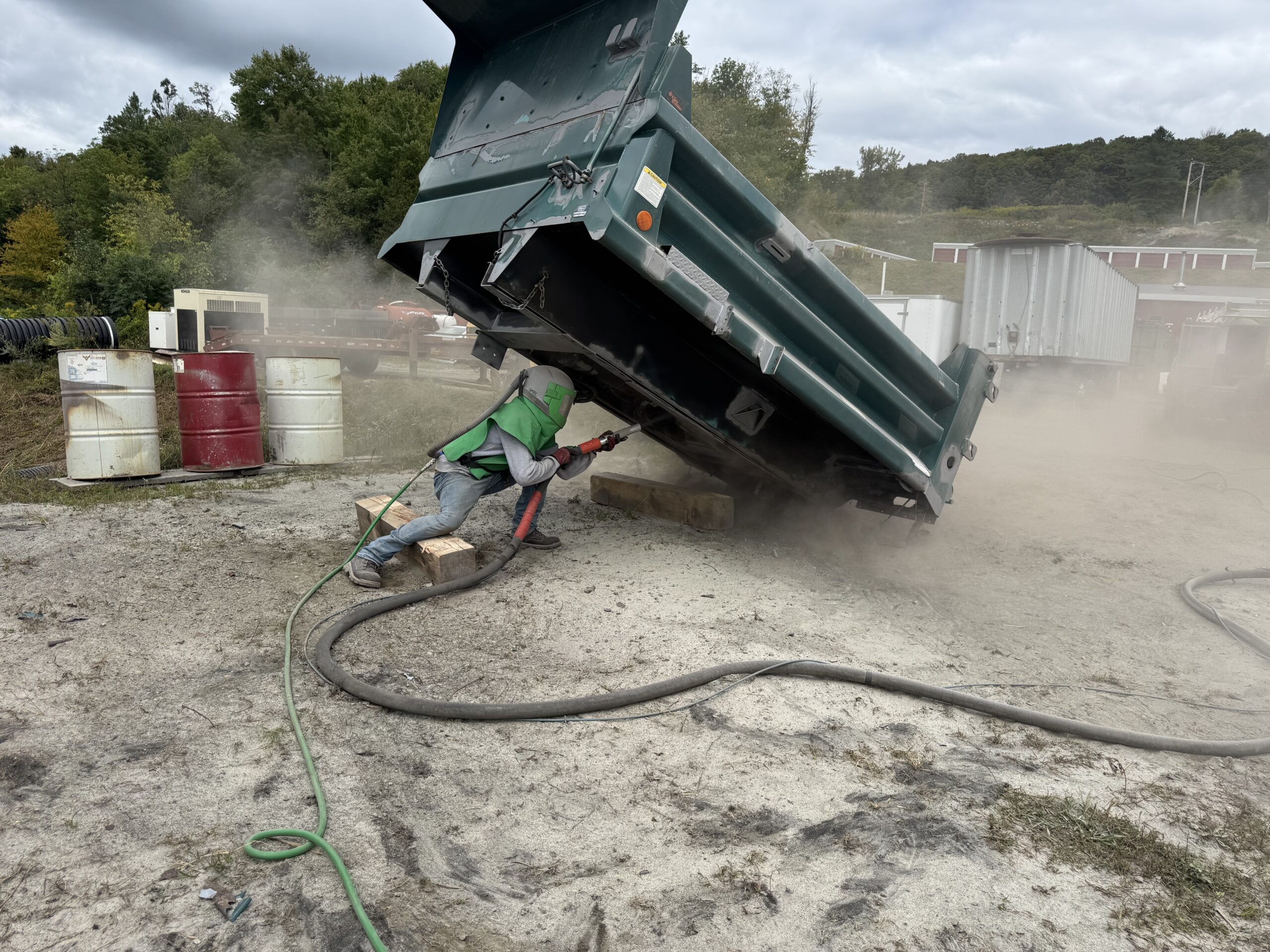 Dump Bed Rust Removal & Spot Sandblasting – Barre, Vermont Dump bed in Barre Vermont with rusted areas professionally spot sandblasted and prepared for fresh paint